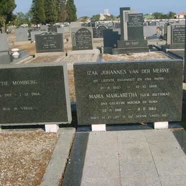 MERWE Izak Johannes, van der 1900-1966 &amp; Maria Margaretha BOTHMA 1901-1984