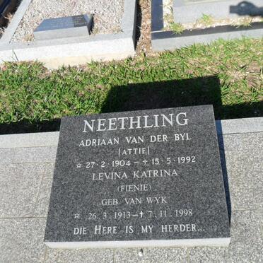 NEETHLING Adriaan Van der Byl 1904-1992 &amp; Levina Katrina VAN WYK 1913-1998