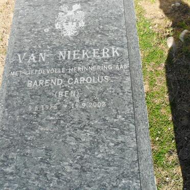 NIEKERK Barend Carolus, van 1925-2002