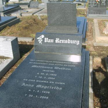 RENSBURG Matthewus Weldon, van 1932-2004 &amp; Anna Magrietha 1936-2008