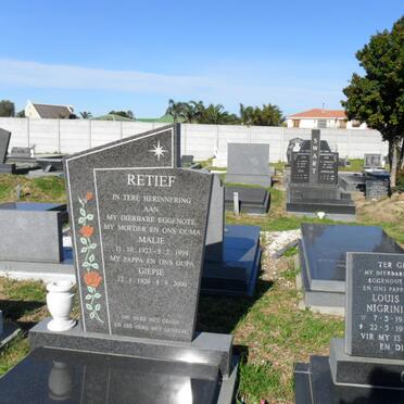 RETIEF Giepie 1926-2000 &amp; Malie 1923-1994