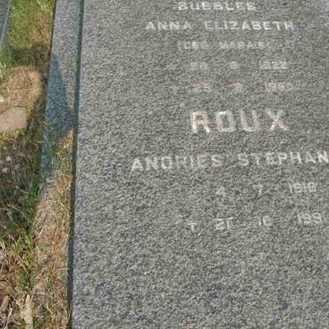 ROUX Andries Stephanus 1918-1991 &amp; Anna Elizabeth MARAIS 1922-1990