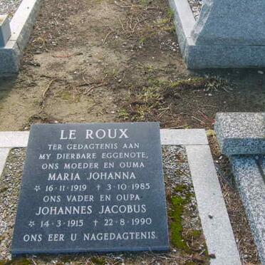 ROUX Johannes Jacobus, le 1915-1990 &amp; Maria Johanna 1919-1985