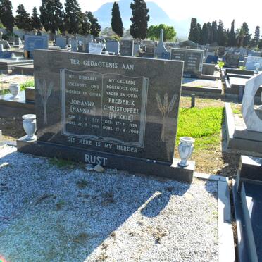 RUST Frederik Christoffel 1928-2005 &amp; Johanna 1917-1991