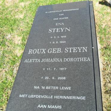 STEYN Ena 1915-1995 :: ROUX Aletta Johanna Dorothea nee STEYN 1917-2006
