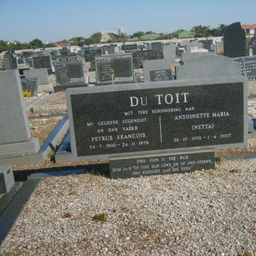 TOIT Petrus Francois, du 1902-1978 &amp; Antoinette Maria 1902-2007