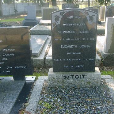 TOIT Stephanus Gabriel, de 1881-1967 &amp; Elizabeth Josina BASSON 1880-1968