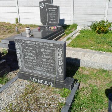 VERMEULEN Daniel Gerhardus 1926-1997 &amp; Alberta Adriana 1922-1998