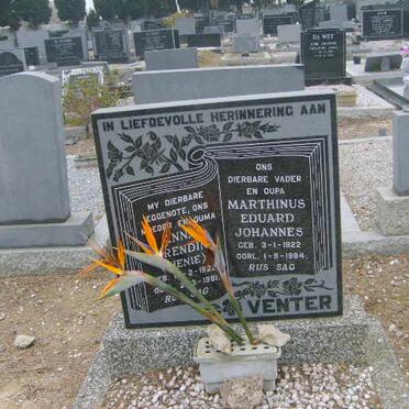 VENTER Marthinus Eduard Johannes 1922-1984 &amp;  Anna Barendina 1922-1981