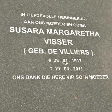VISSER Susara Margaretha nee DE VILLIERS 1917-2011