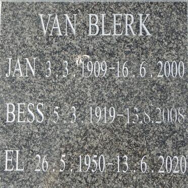 BLERK Jan, van 1909-2000 &amp; Bess 1919-2008 :: VAN BLERK El 1950-2020