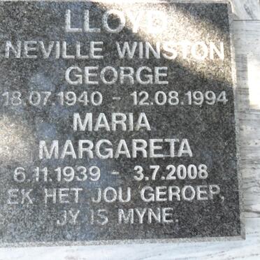 LLOYD Neville Winston George 1940-1994 &amp; Maria Margareta 1939-2008