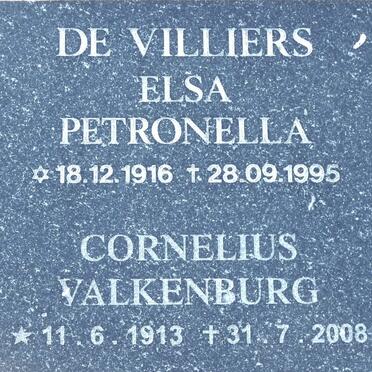 VILLIERS Cornelius Valkenburg, de 1913-2008 &amp; Elsa Petronella 1916-1995