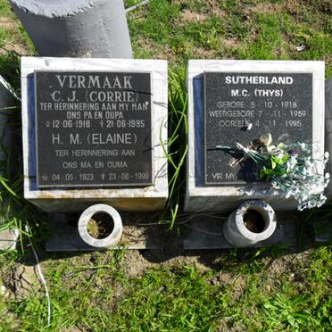VERMAAK C.J. 1918-1995 &amp; H.M. 1923-1999 :: SUTHERLAND M.C. 1918-1995