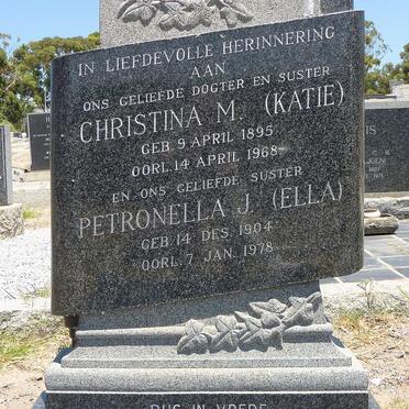 AARDE Christina M., van 1895-1968 :: VAN AARDE Petronella J., van 1904-1978