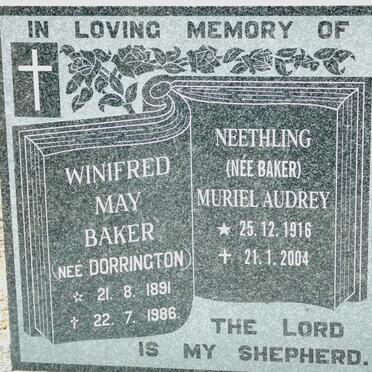 BAKER Winifred May nee DORRINGTON 1891-1986 :: NEETHLING Muriel Audrey nee BAKER 1916-2004