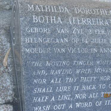BOTHA Mathilda Dorothea previously FERREIRA nee VAN ZYL 1902-1963 :: FERREIRA Victor Stephanus -1941