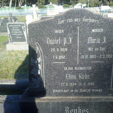 BEUKES Daniel P.J. 1864-1952 &amp; Maria J. DU TOIT 1865-1952 :: KUHN Elma 1934-1948