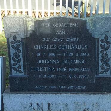 BIJL Charles Gerhardus, van der 1890-1943 &amp; Johanna Jacomina Christina IMMELMAN 1887-1974