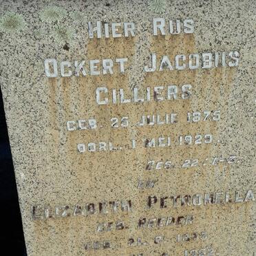 CILLIERS Ockert Jacobus 1875-1929 &amp; Elizabeth Petronella REEDER 1873-1952