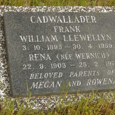 CADWALLADER Frank William Llewellyn 1895-1959 &amp; Rena WERNICH 1903-1976