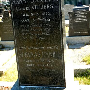 FAURE Servaas Daniel 1876-1971 &amp; Anna Susanna De VILLIERS 1876-1947