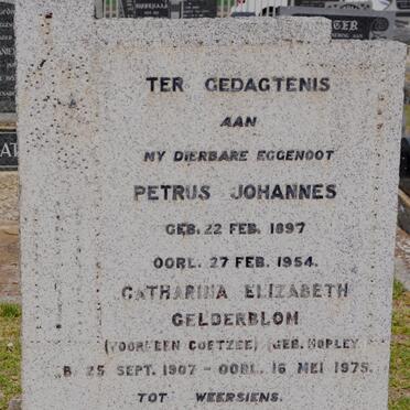 GELDERBLOM Petrus Johannes 1897-1954 &amp; Catharina Elizabeth voorheen COETZEE nee HOPLEY 1907-1975