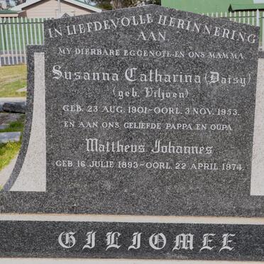 GILIOMEE Mattheus Johannes 1893-1974 &amp; Susanna Catharina VILJOEN 1901-1953