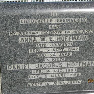 HOFFMANN Daniel Jacobus 1883-1958 &amp; Anna W.E. JOUBERT -1942