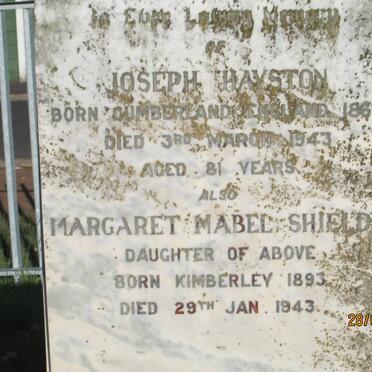 HAYSTON Joseph 1863-1943 :: SHIELDS Margaret Mabel 1893-1943