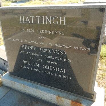 HATTINGH Willem Odendal 1897-1979 &amp; Minnie VOS 1896-1961
