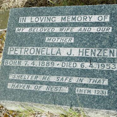HENZEN Petronella J. 1889-1953