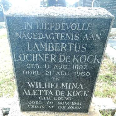 KOCK Lambertus Lochner, de 1887-1960 &amp; Wilhelmina Aletta LOUW -1961