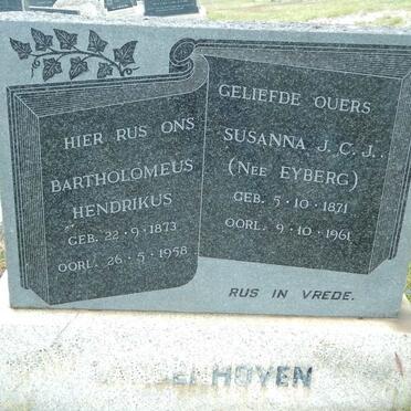 LANGENHOVEN Bartholomeus Hendrikus 1873-1958 &amp; Susanna J.C.J. EYBERG 1871-1961