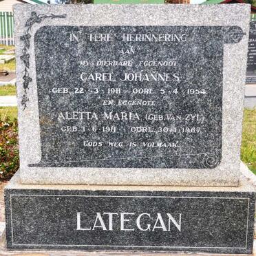 LATEGAN Carel Johannes 1911-1954 &amp; Aletta Maria VAN ZYL 1911-1967
