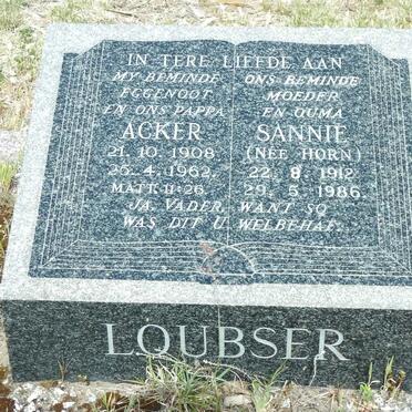 LOUBSER Acker 1908-1962 &amp; Sannie HORN 1912-1986