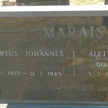 MARAIS Albertus Johannes 1872-1949 &amp; Aletta Gertruida VAN AARDE 1888-1977