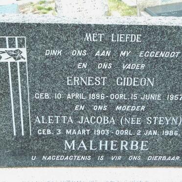 MALHERBE Ernest Gideon 1896-1957 &amp; Aletta Jacoba STEYN 1903-1986