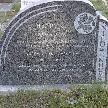 NIEUWENHUYS Henry J. 1880-1959 &amp; Joey J. VOIGT 1882-1963