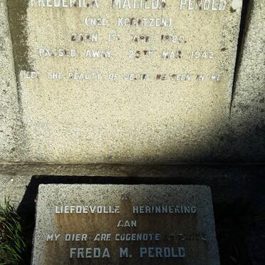 PEROLD Frederica Matilda nee KOERTZEN 1880-1943