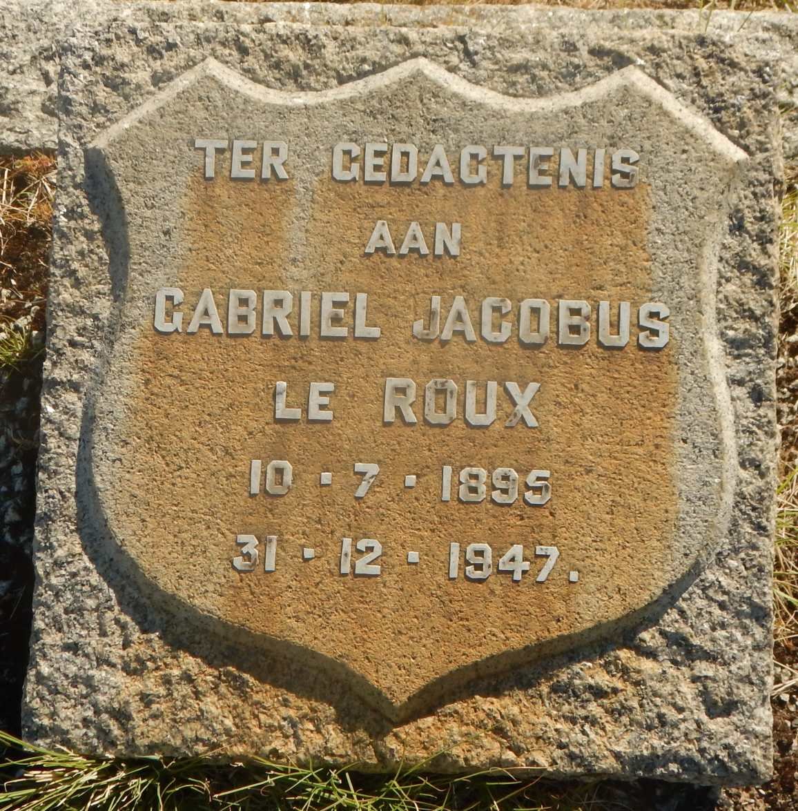 ROUX Gabriel Jacobus, le 1895-1947