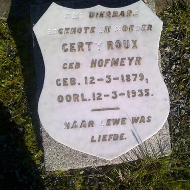 ROUX Cornelis -1947 &amp; Gerty HOFMEYR 1879-1935