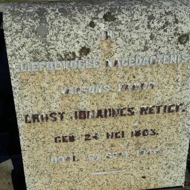 RETIEF Ernst Johannes 1863-1944