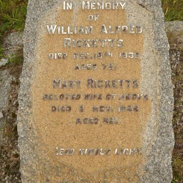 RICKETTS William Alfred -1939 &amp; Mary -1946