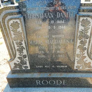 ROODE Christiaan Daniel 1884-1948 &amp; Maria Magdalena LOUW 1886-1962