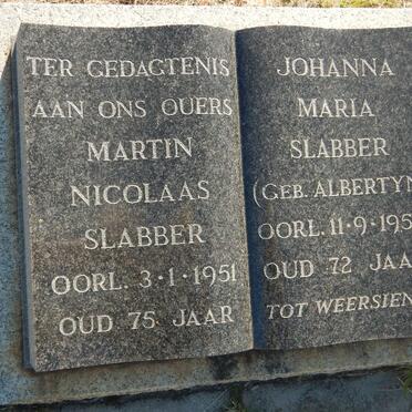 SLABBER Martin Nicolaas -1951 &amp; Johanna Maria ALBERTYN -1959
