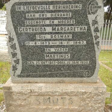 SMUTS Martinus 1865-1950 &amp; Gertruida Margaretha BOSMAN 1873-1942