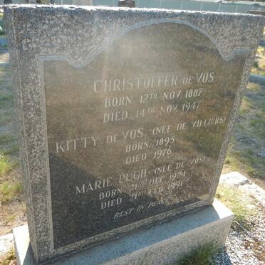 VOS Christoffer, de 1887-1947 &amp; Kitty DE VILLIERS 1895-1976 :: PUGH Marie nee DE VOS 1924-1991