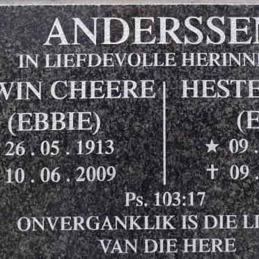 ANDERSSEN Edwin Cheere 1913-2009 &amp; Hester Maria 1924-2008