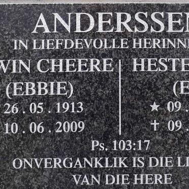 ANDERSSEN Edwin Cheere 1913-2009 &amp; Hester Maria 1924-2008